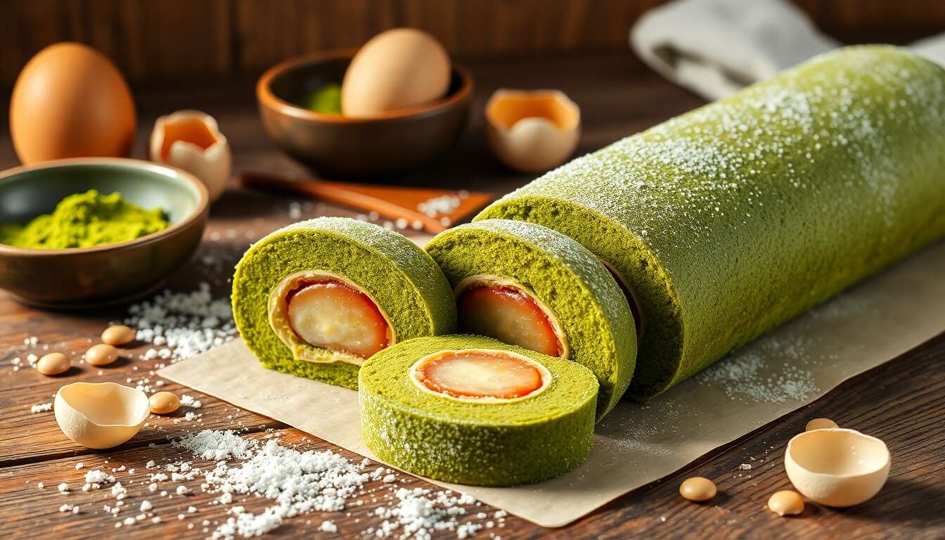 Recette de gâteau roulé au matcha et anko