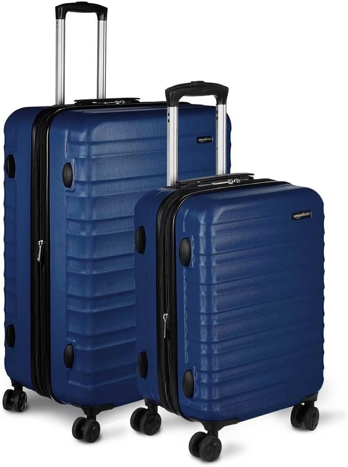 Test de la valise à roulettes pivotantes Amazon Basics, ensemble 2 pièces, bleu marine