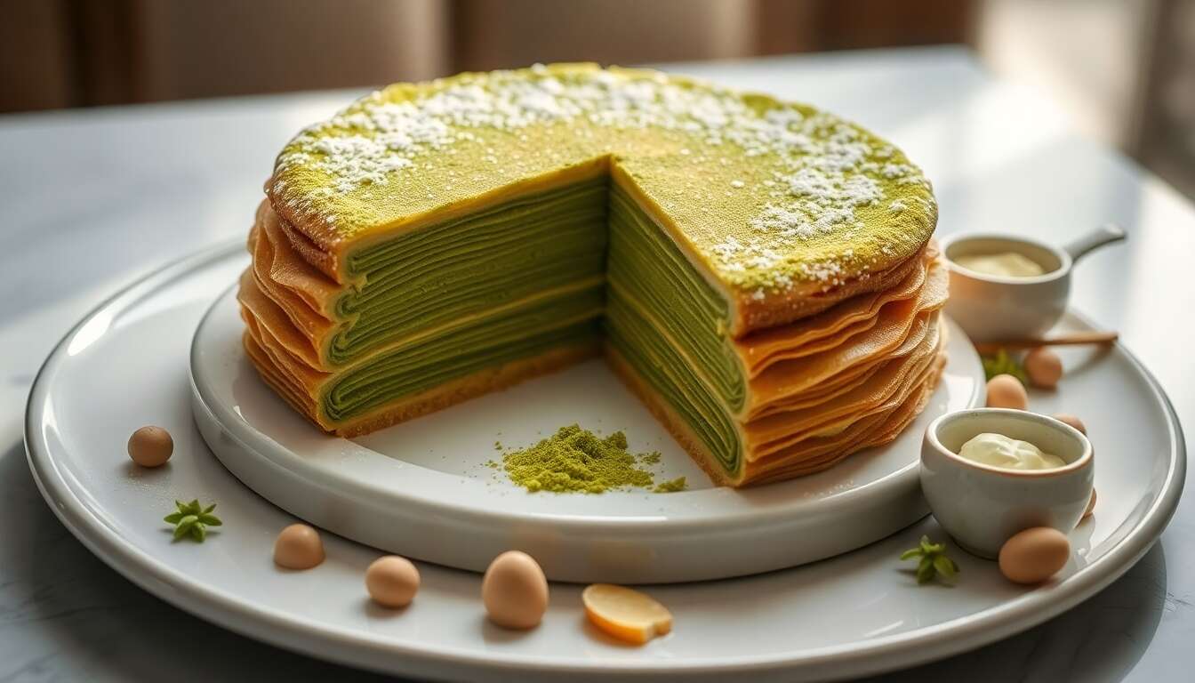Gâteau Mille-Crêpes au Matcha : recette Traditionnelle Japonaise