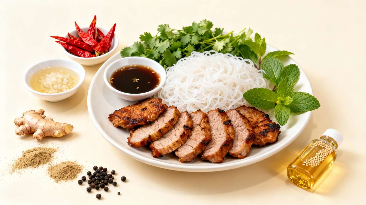 Bún chả Hà Nội : recette de vermicelles de riz et porc grillé