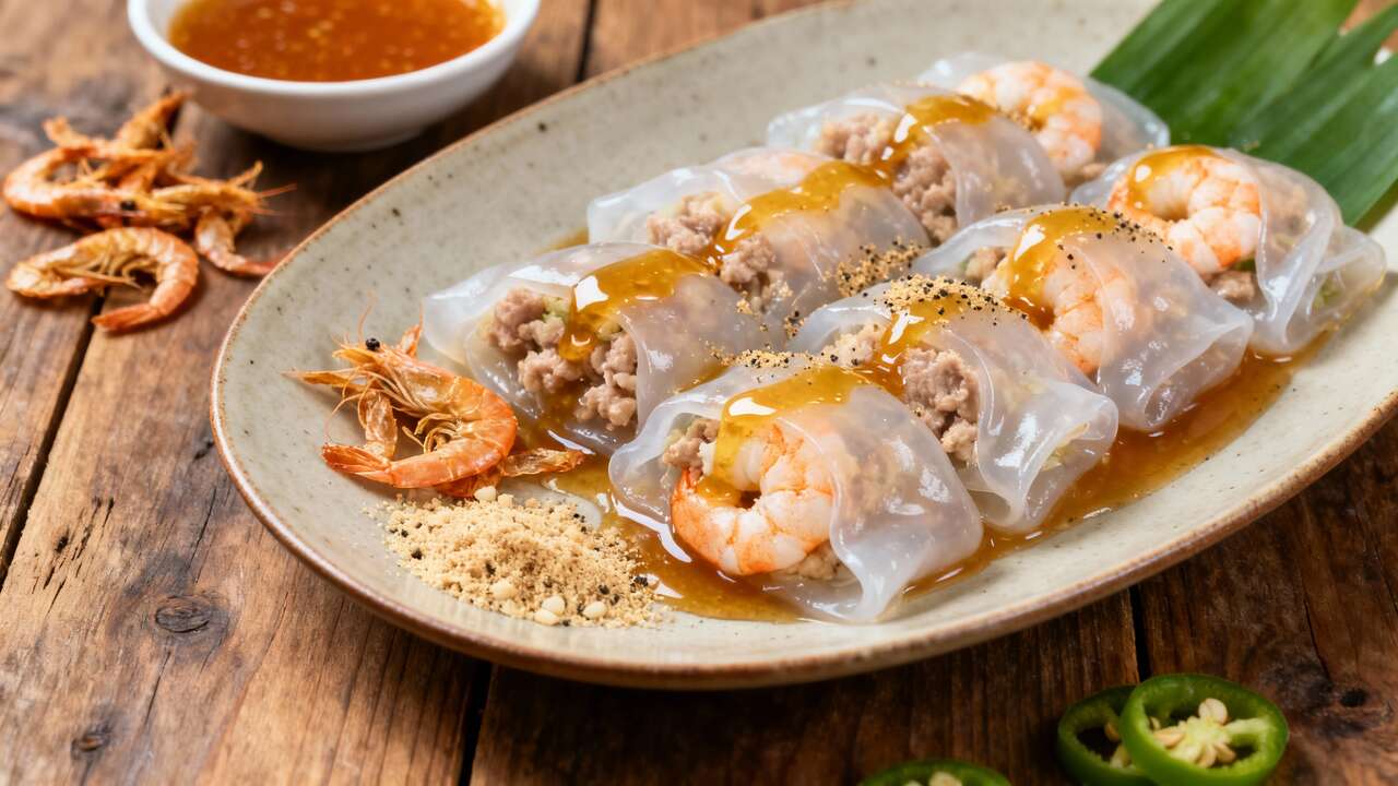 Recette de Banh Bot Loc : raviolis Tapioca Crevettes et Porc