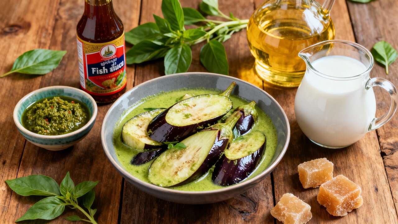 Curry vert aux aubergines : recette savoureuse et épicée