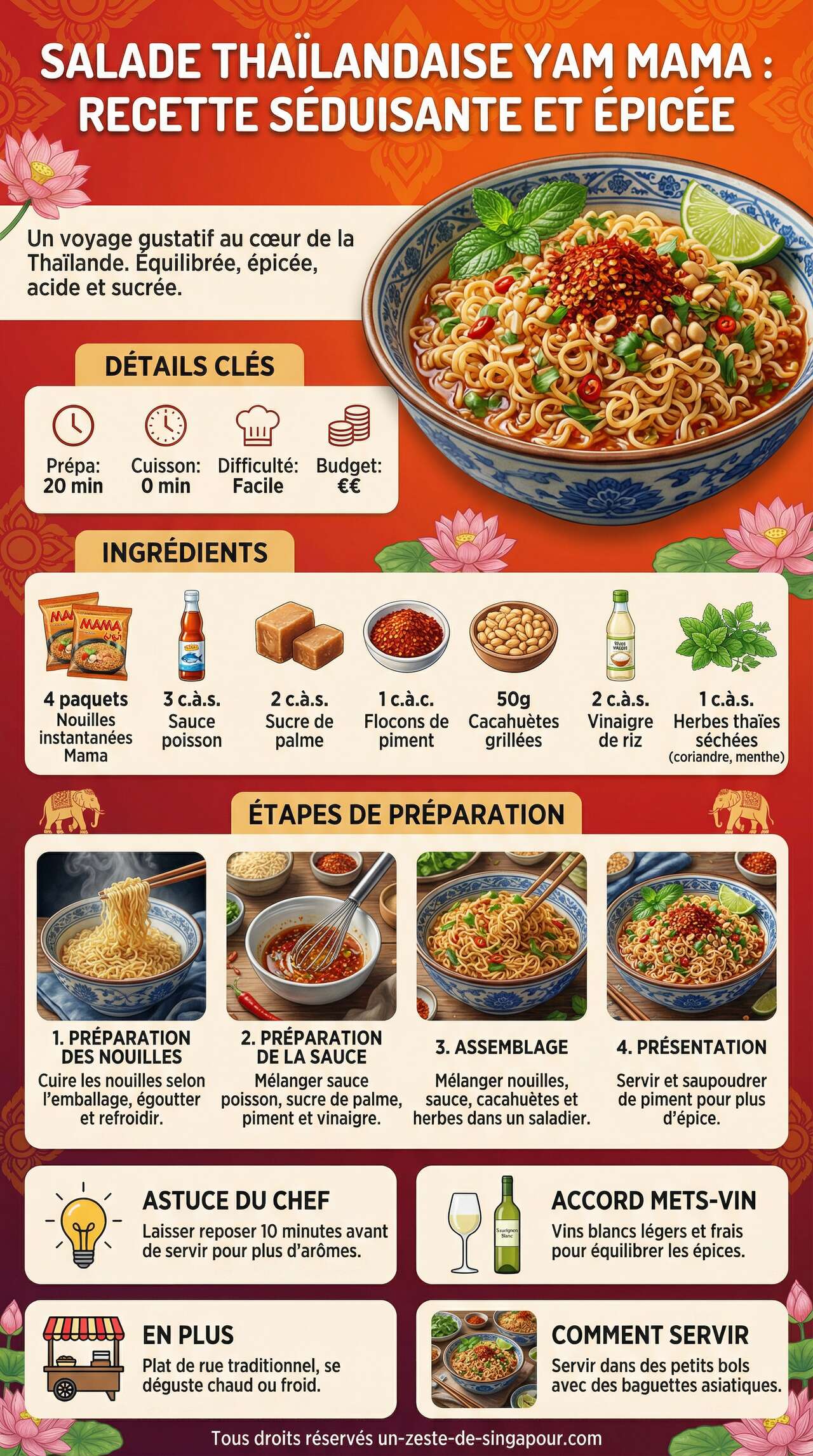 Fiche recette Salade tha&iuml;landaise Yam Mama : recette s&eacute;duisante et &eacute;pic&eacute;e