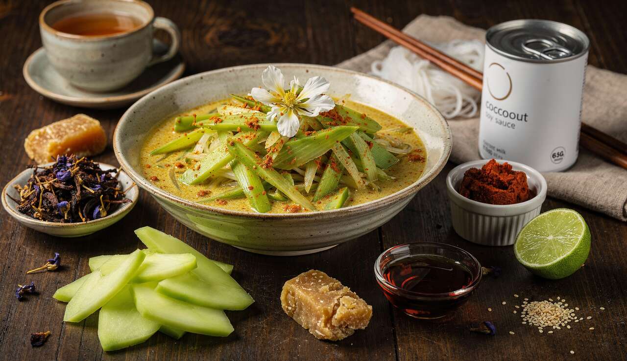Curry acidulé à la papaye verte et fleurs de colibri végétal : une recette exotique