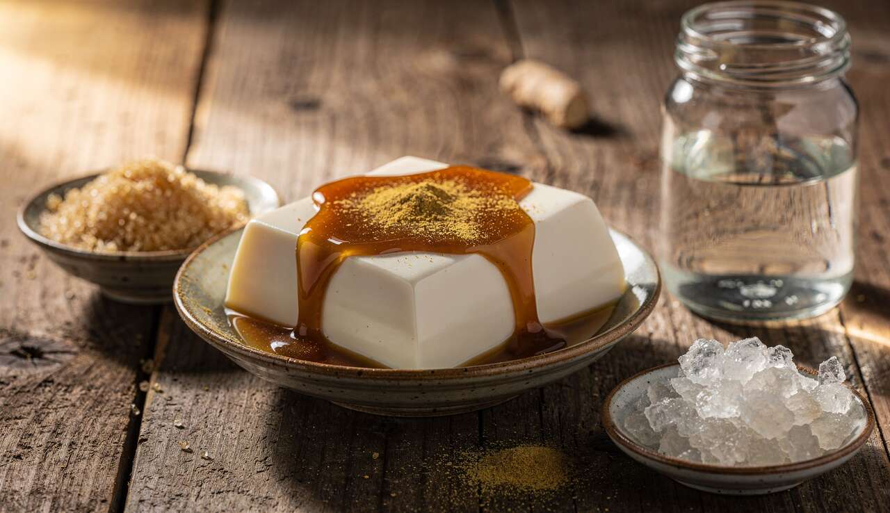 Tofu dessert au sirop de gingembre : une douceur originale