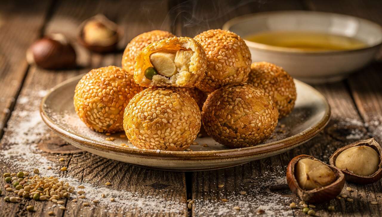 Recette sucrée : boules de sésame aux haricots mungo et châtaignes