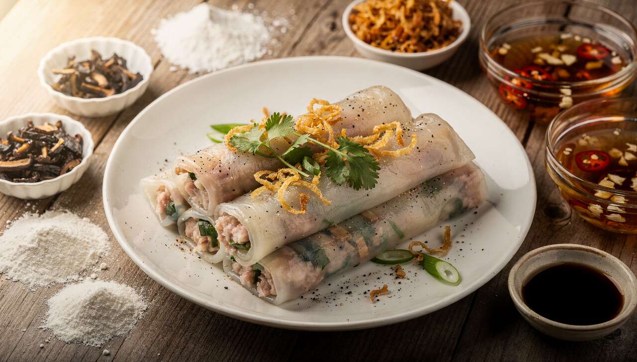 Crêpes roulées vietnamiennes : recette du Banh Cuon maison