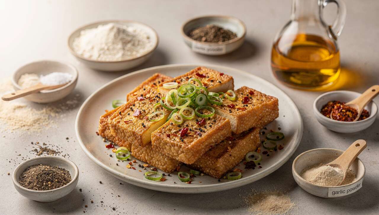 Recette de tofu frit sel et poivre