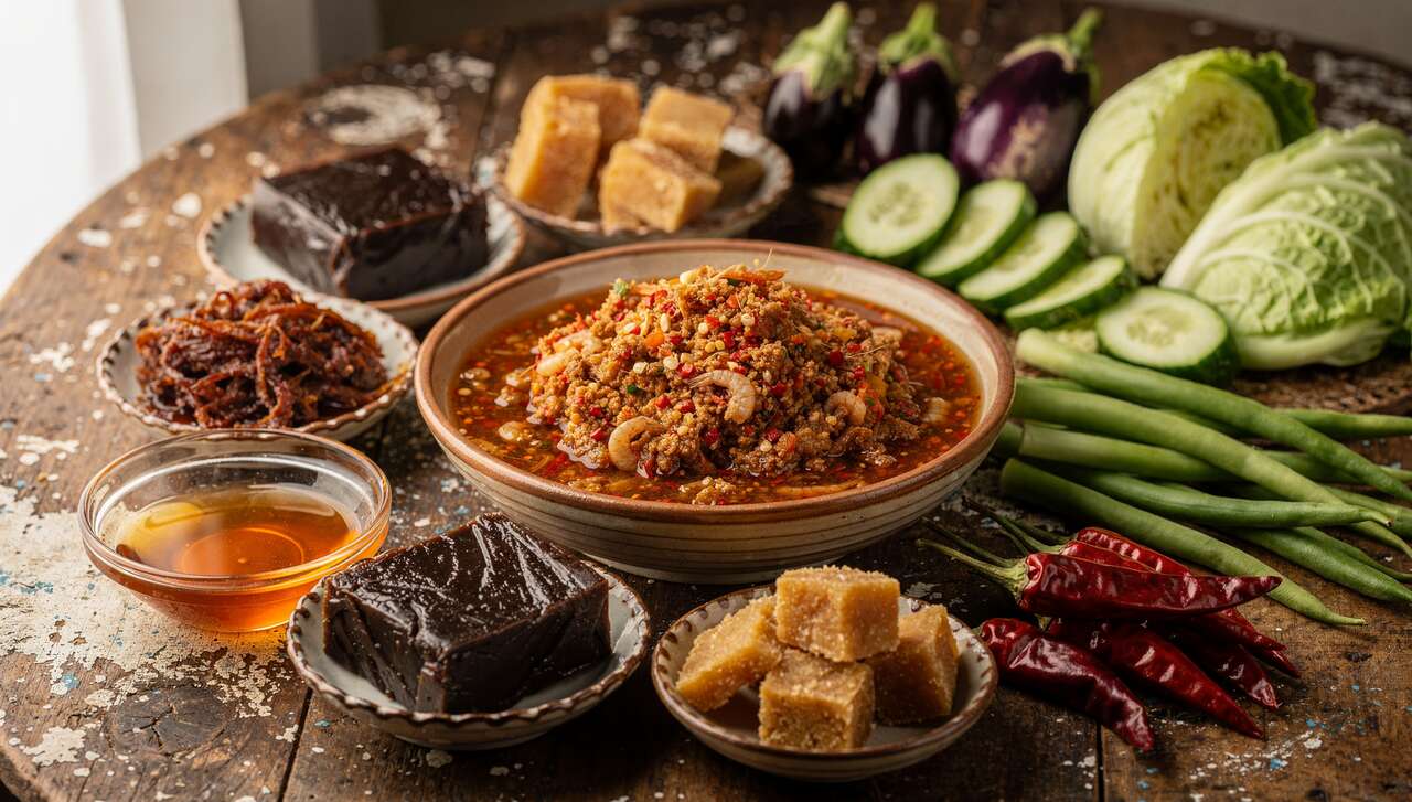 Recette Nahm Prik Kapi : tamarin et piment doux