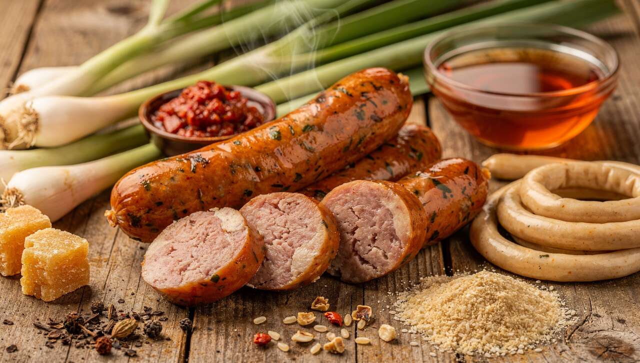 Saucisses maison à la citronnelle : recette laotienne authentique