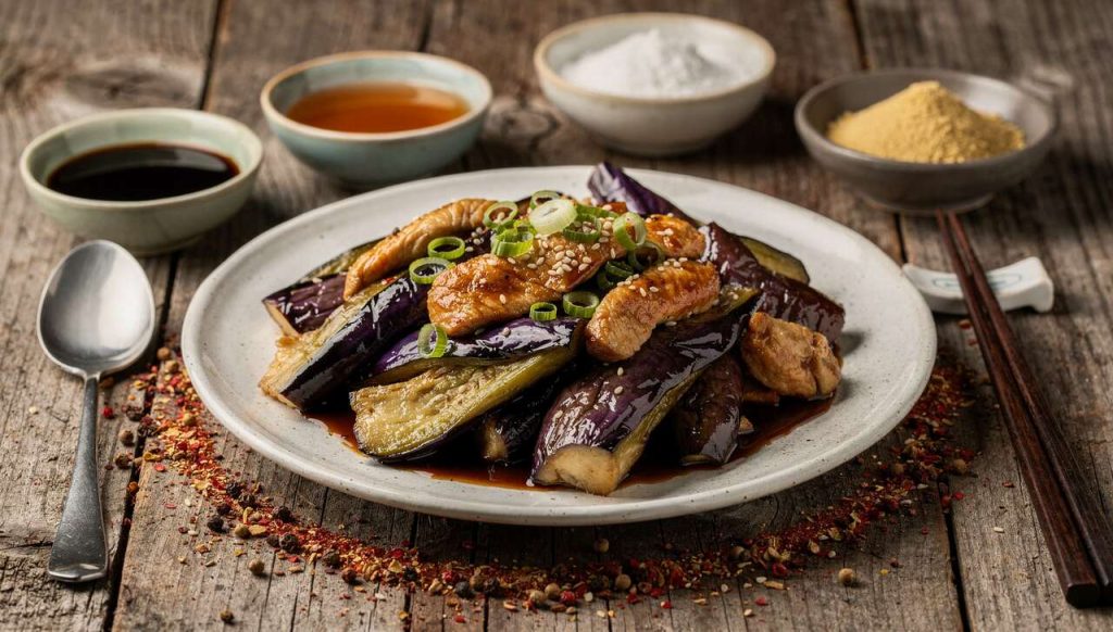 Aubergines et poulet à la chinoise : recette savoureuse