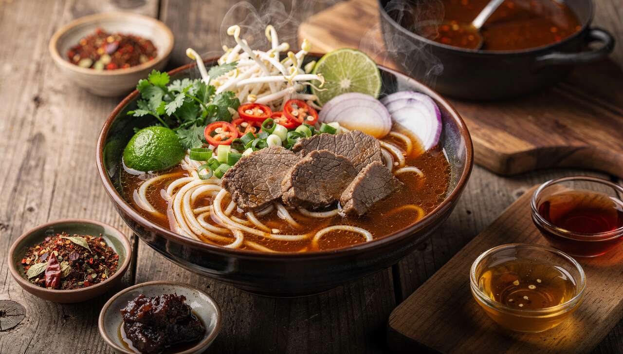 Recette traditionnelle du Bún Bò Huế vietnamien