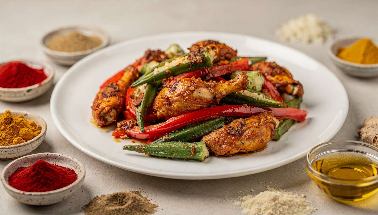 Poulet épicé aux poivrons et okras : une recette savoureuse