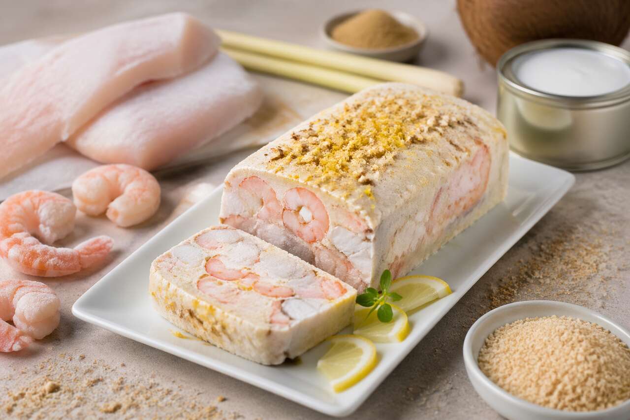 Terrine de poisson et crevettes à la citronnelle