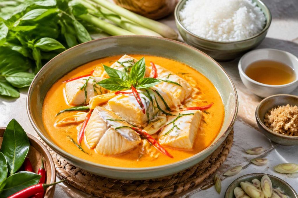 Amok de poisson thaï : recette de curry rouge (Haw Mok Pla)
