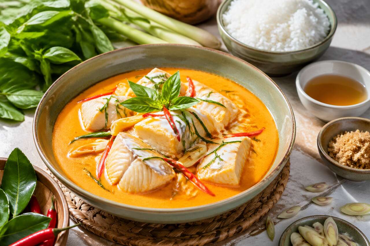 Amok de poisson thaï : recette de curry rouge (Haw Mok Pla)