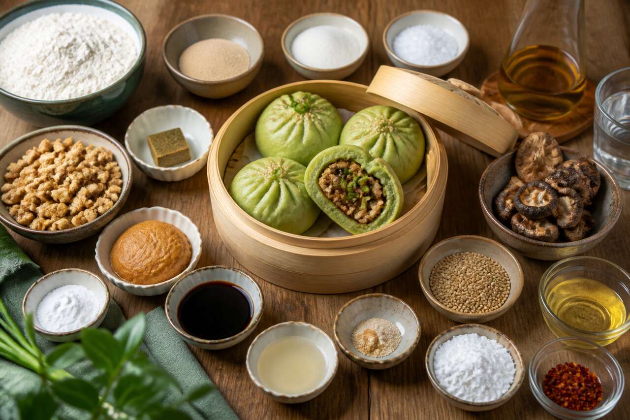 Recette green bao : farce végétarienne au miso