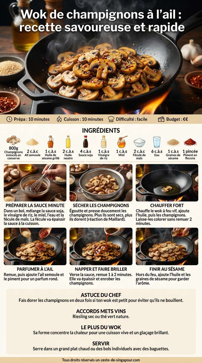 Fiche recette Wok de champignons à l'ail : recette savoureuse et rapide Fiche recette Wok de champignons à l'ail : recette savoureuse et rapide