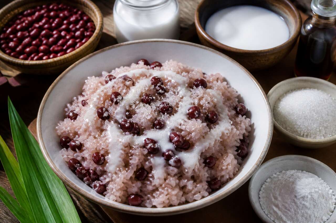 Recette riz gluant aux haricots rouges