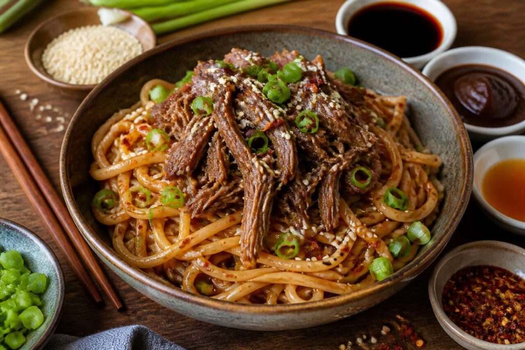 Nouilles au bœuf effiloché : recette savoureuse et facile