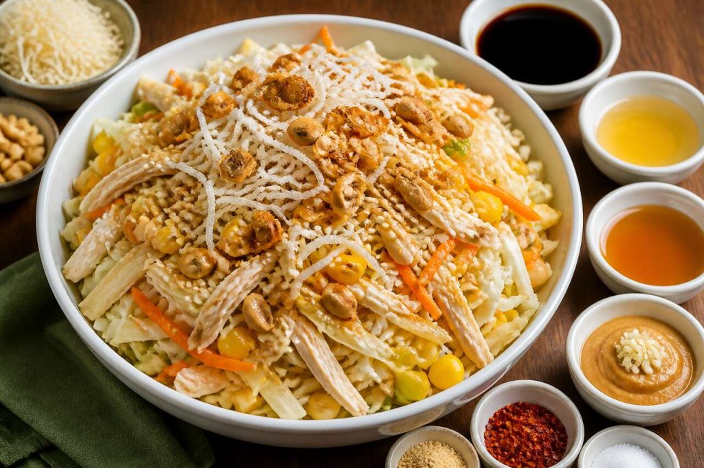 Salade asiatique croquante au poulet : recette facile et savoureuse