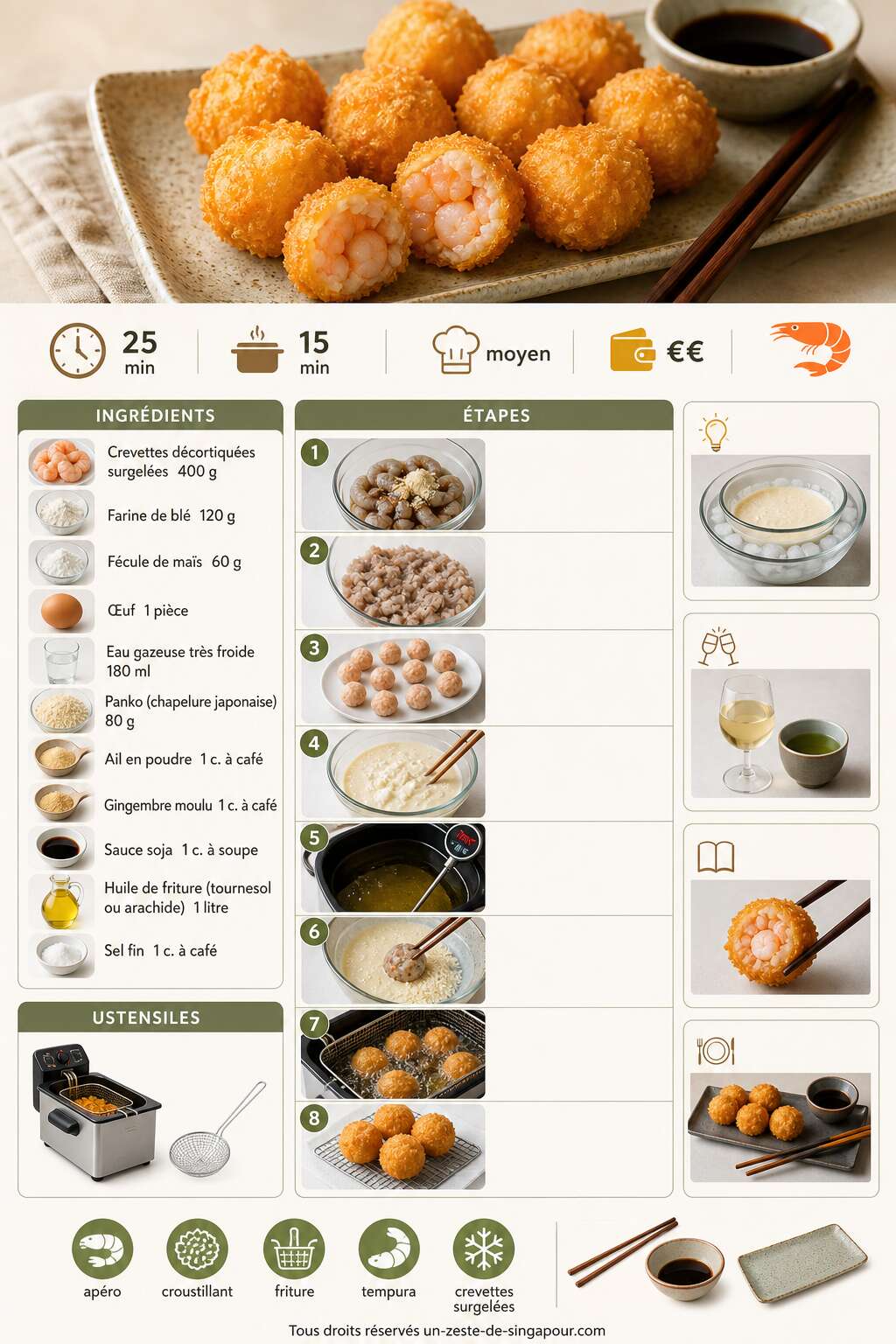 Fiche recette Recette de boules de crevettes tempura