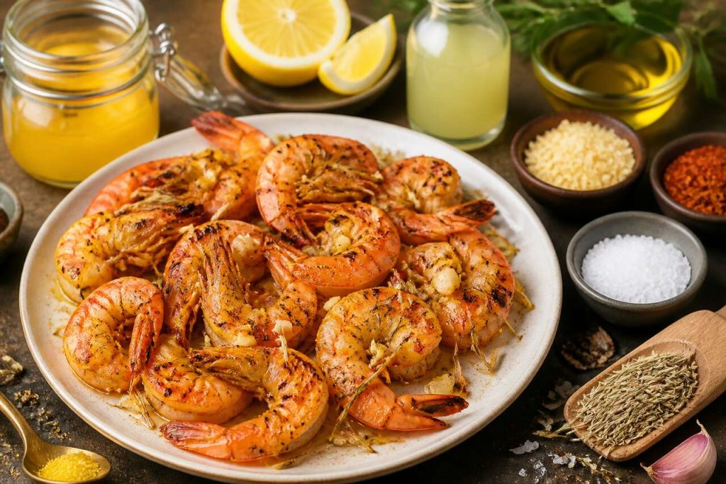 Gambas à la citronnelle et beurre d'ail pour barbecue