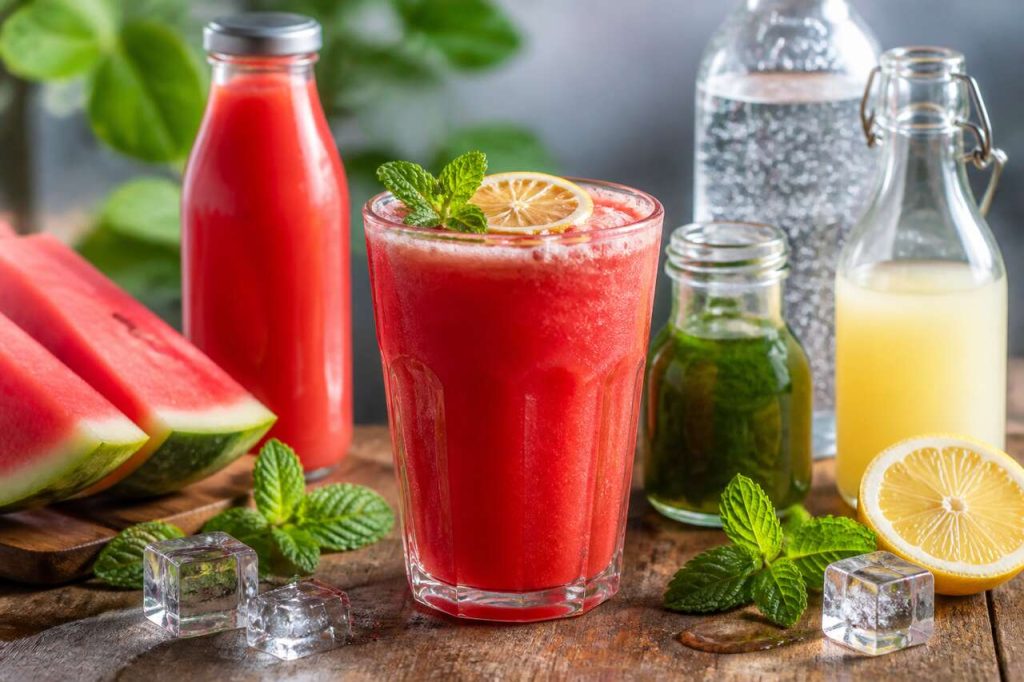 Recette de jus frais : pastèque et menthe