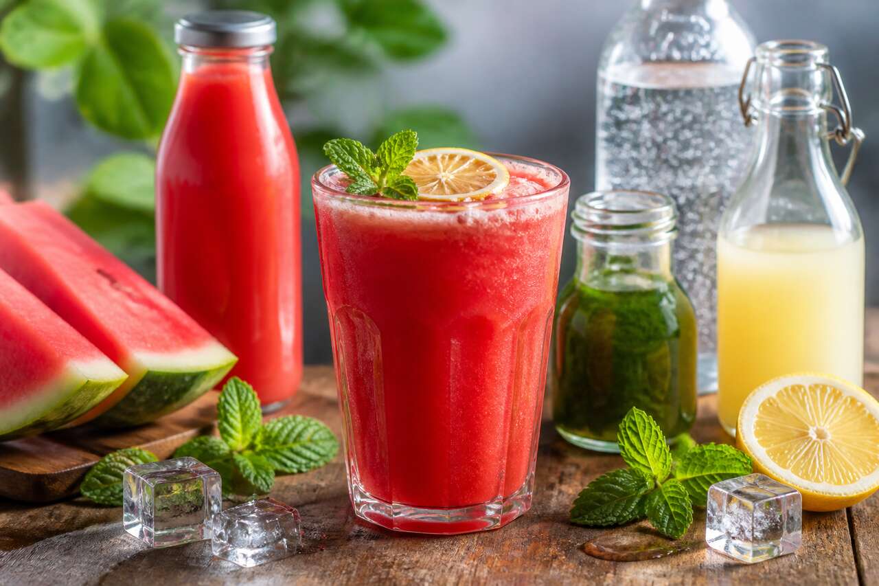 Recette de jus frais : pastèque et menthe