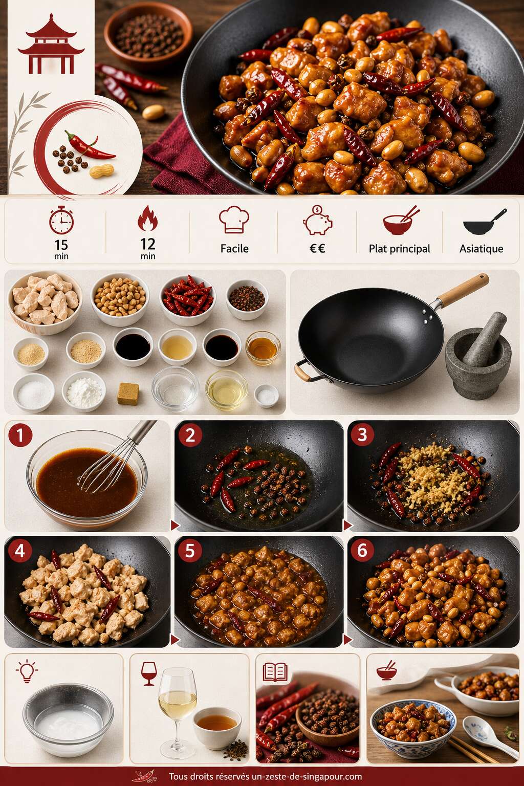 Fiche recette Poulet kung pao : recette imp&eacute;riale facile
