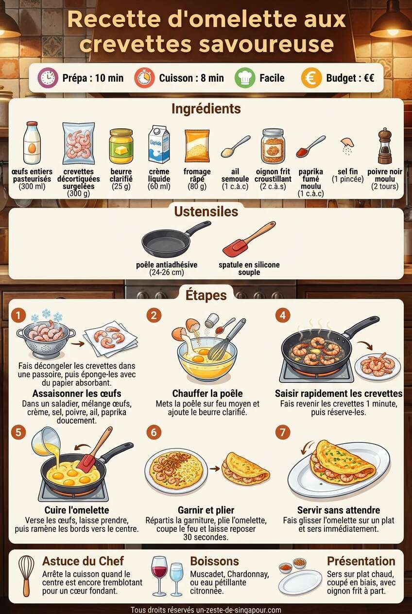 Fiche recette Recette d'omelette aux crevettes savoureuse Fiche recette Recette d'omelette aux crevettes savoureuse
