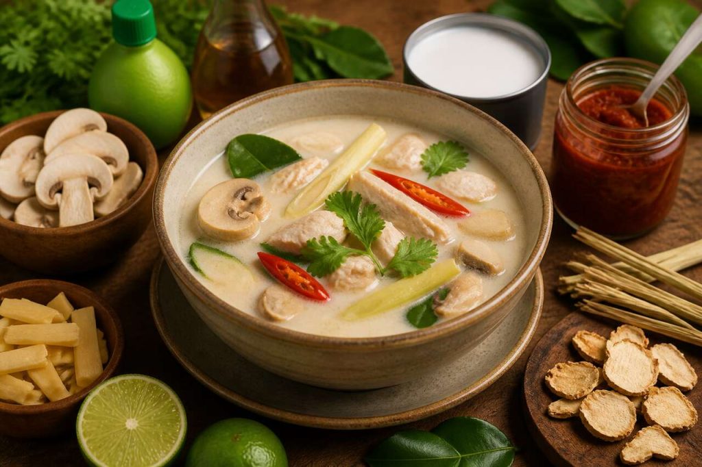 Recette authentique de Tom Ka coco, galanga et citronnelle