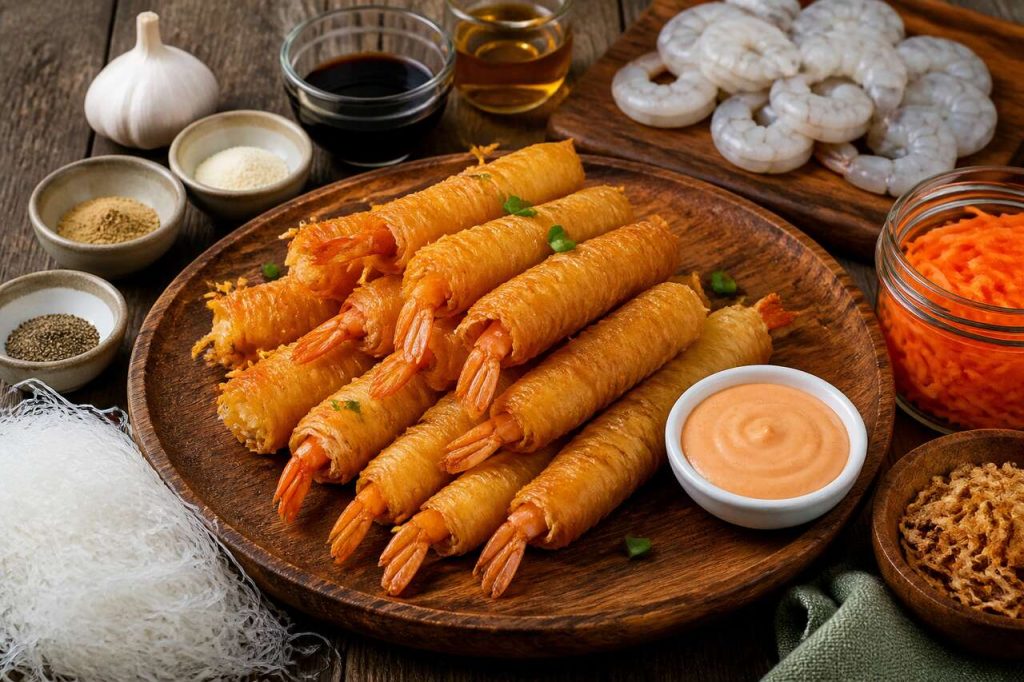 Rouleaux de crevettes frits : recette mayo sriracha