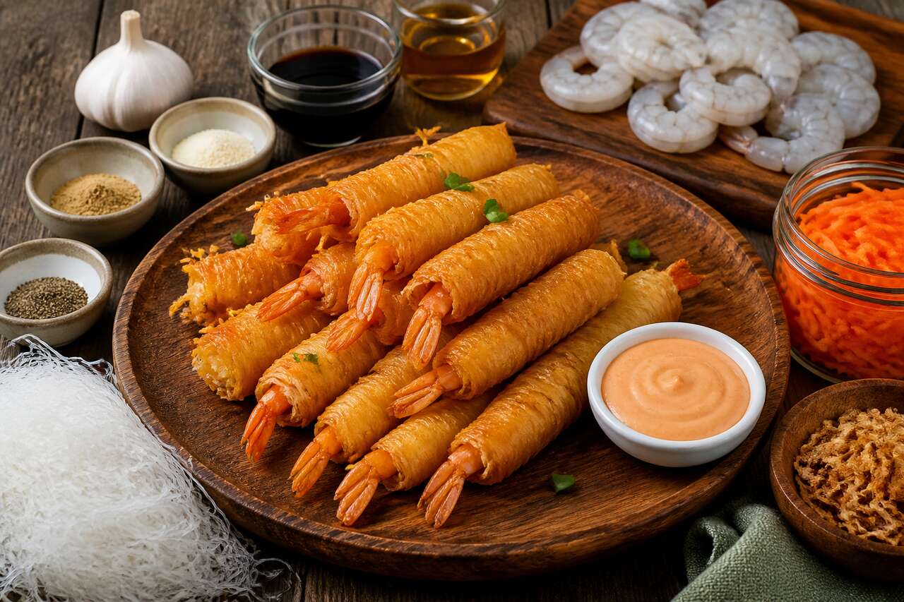 Rouleaux de crevettes frits : recette mayo sriracha