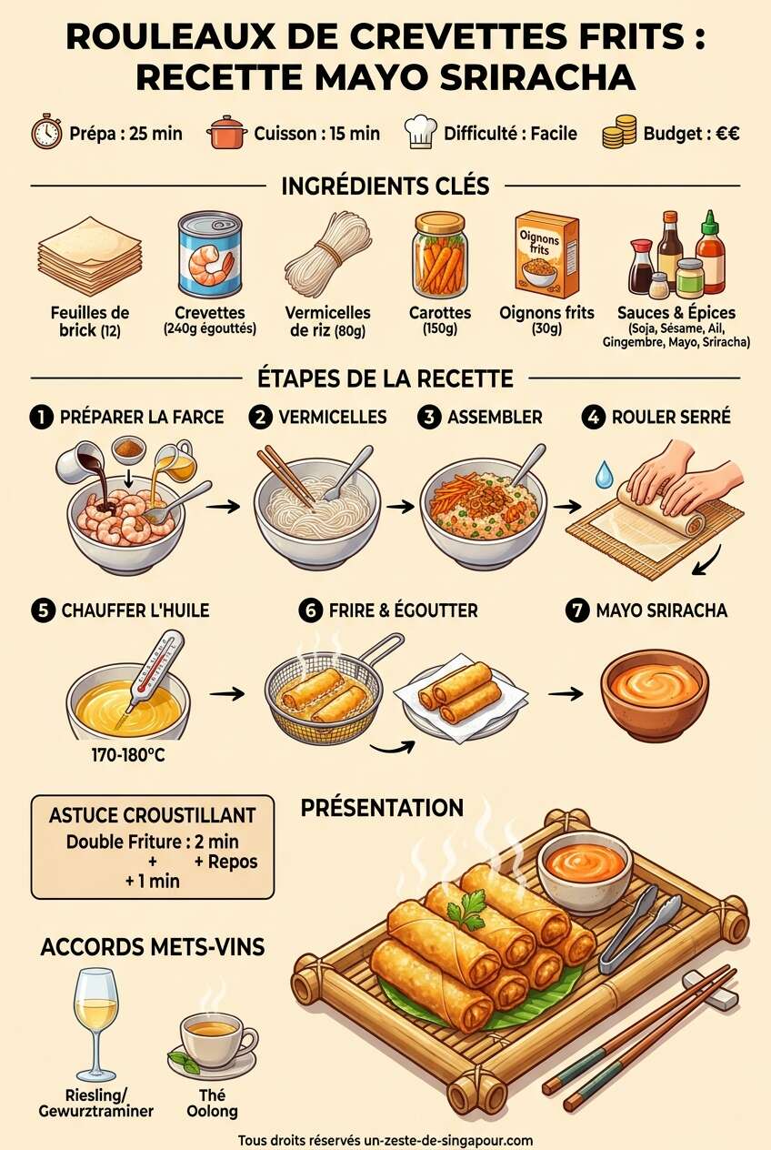 Fiche recette Rouleaux de crevettes frits : recette mayo sriracha Fiche recette Rouleaux de crevettes frits : recette mayo sriracha