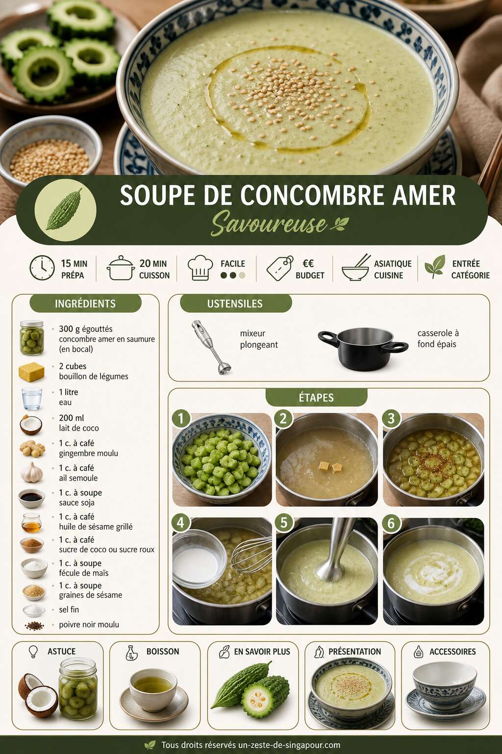 Fiche recette Recette : soupe De Concombre Amer Savoureuse Fiche recette Recette : soupe De Concombre Amer Savoureuse