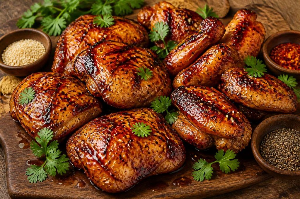 Cuisses et ailes de poulet grillées sauce soja-miel : recette barbecue savoureuse
