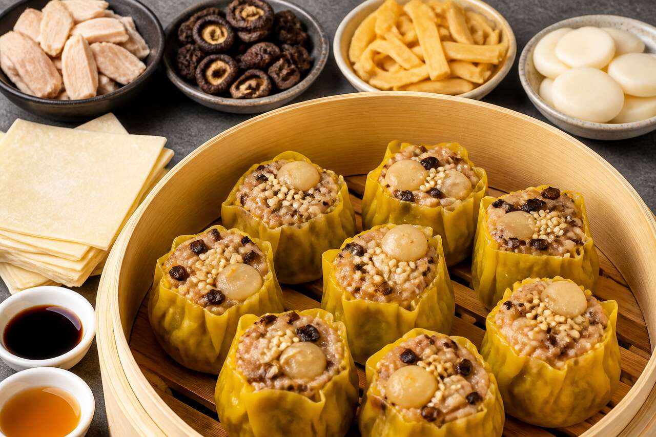 Recette siu mai au poulet et champignons noirs