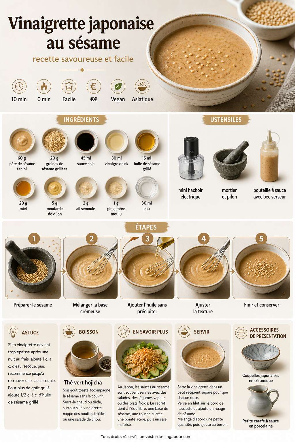 Fiche recette Vinaigrette japonaise au sésame : recette savoureuse et facile Fiche recette Vinaigrette japonaise au sésame : recette savoureuse et facile