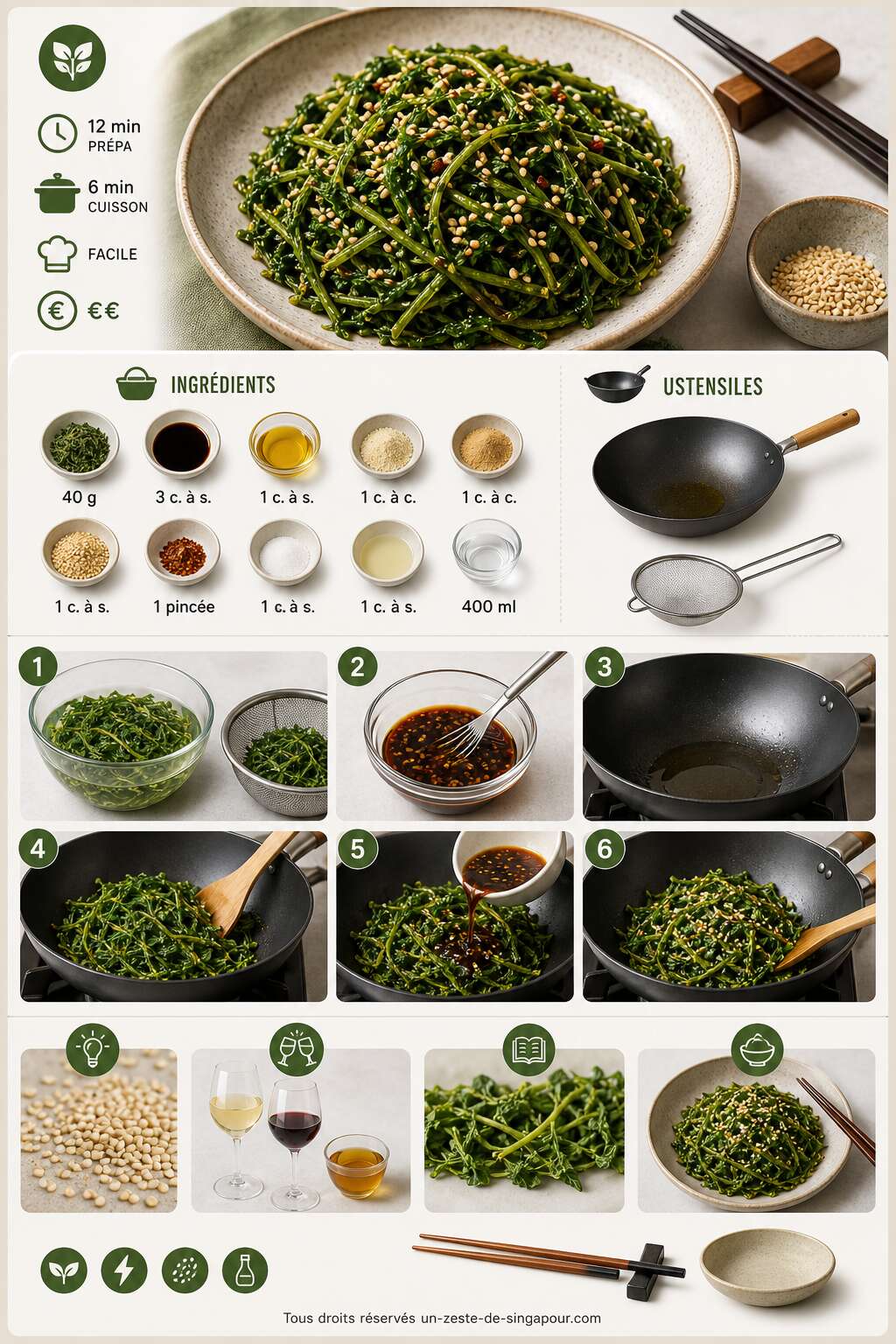 Fiche recette Recette de pousses de pois sautées Fiche recette Recette de pousses de pois sautées