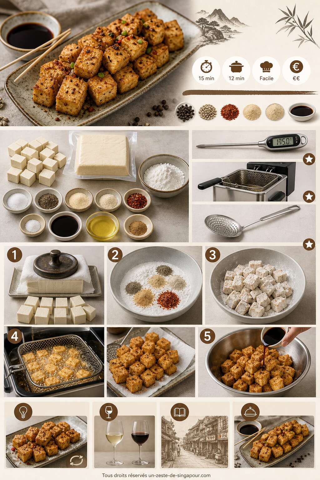 Fiche recette Tofu frit sel et poivre : recette savoureuse