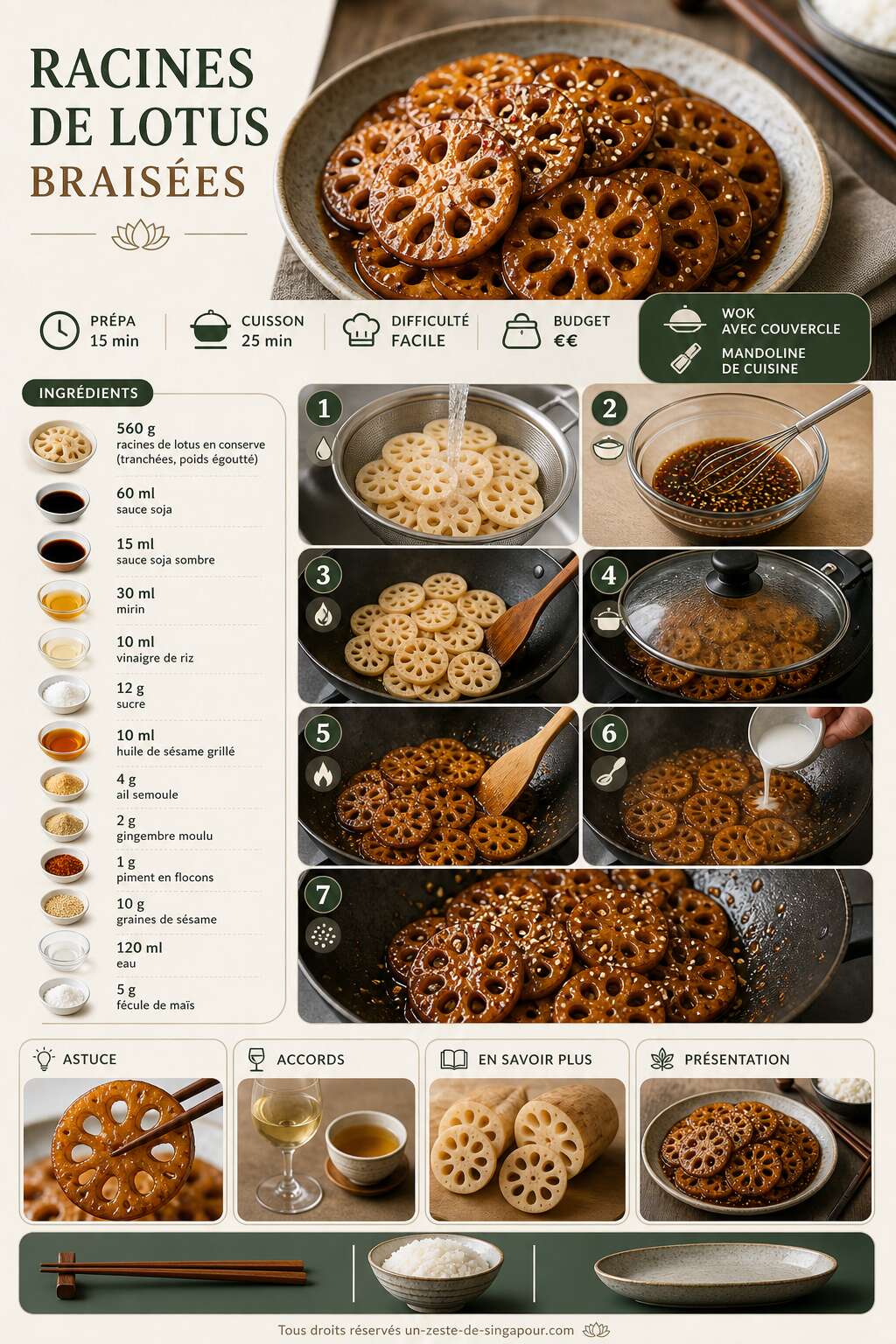 Fiche recette Racines de lotus braisées : recette savoureuse et facile Fiche recette Racines de lotus braisées : recette savoureuse et facile