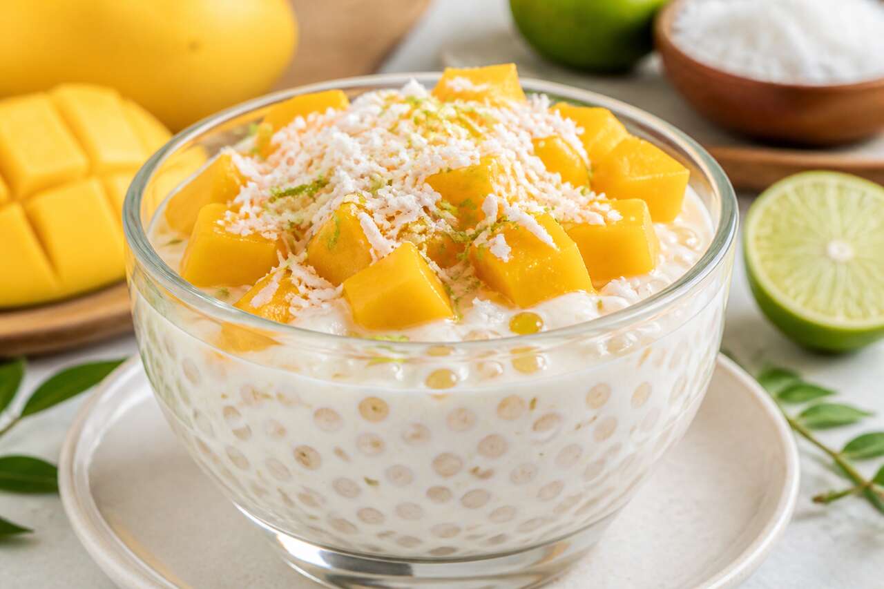 Recette : perles de tapioca au lait de coco et mangue