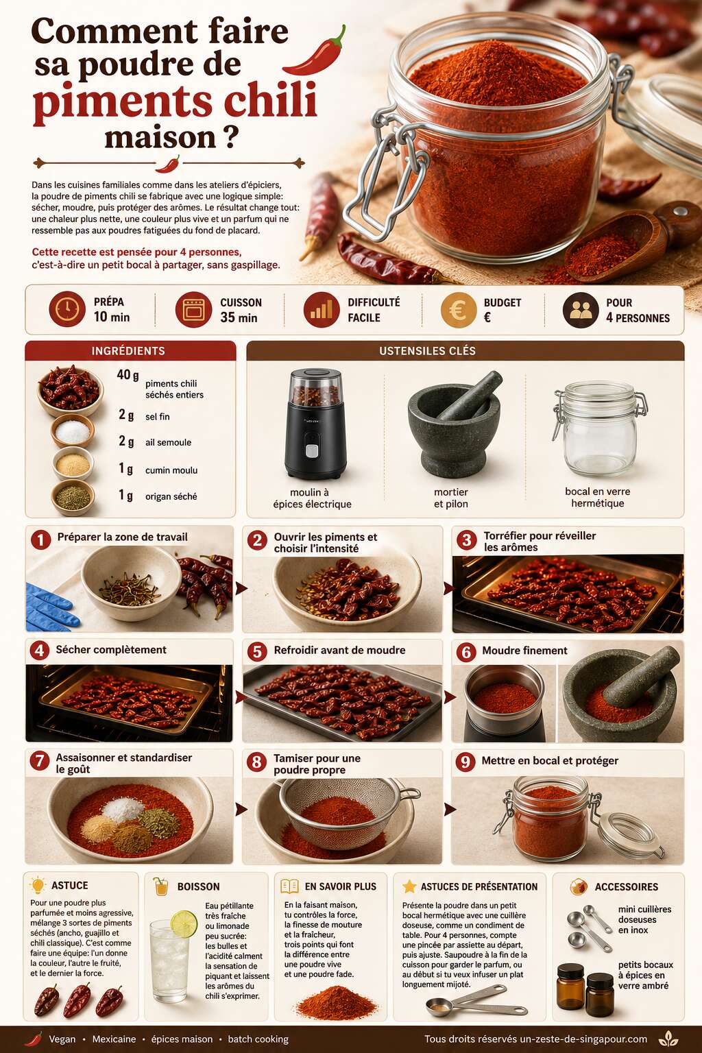Fiche recette Comment faire sa poudre de piments chili maison ?