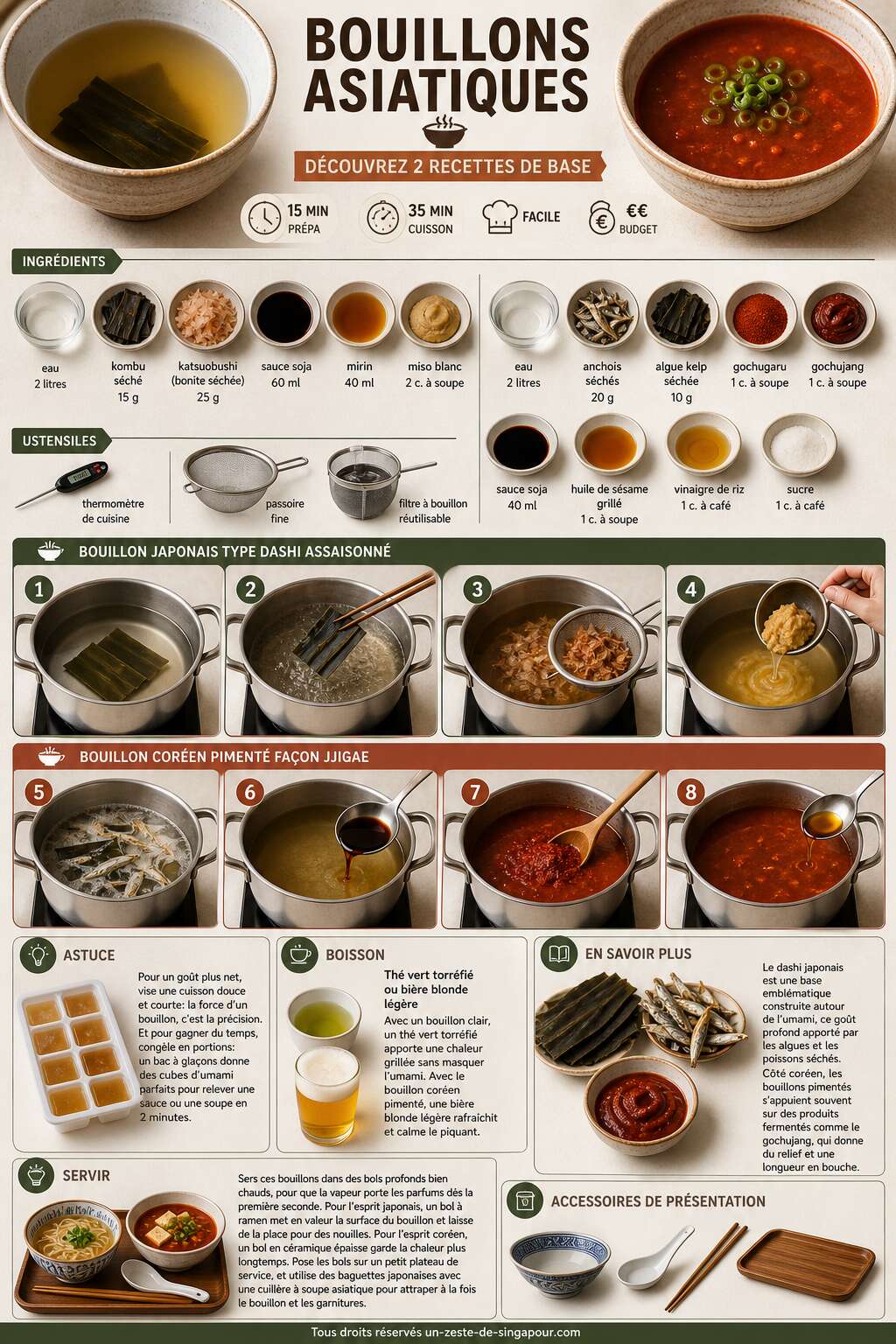 Fiche recette Bouillons asiatiques : d&eacute;couvrez 2 recettes de base
