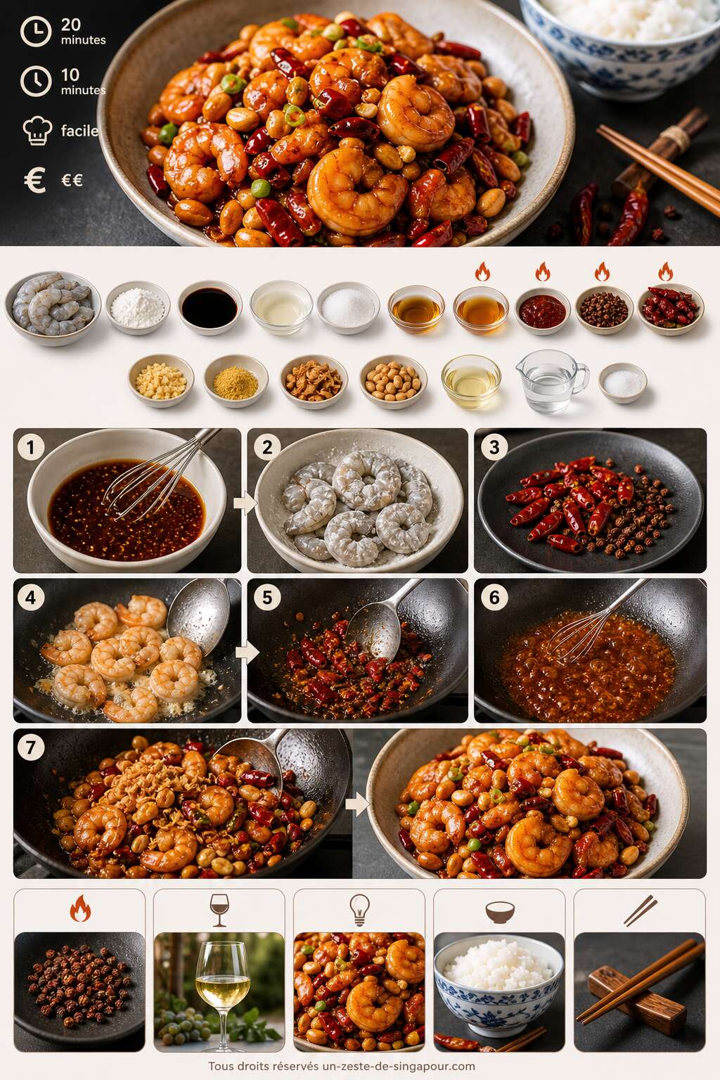Fiche recette Recette crevettes Kung Pao : saveurs asiatiques authentiques Fiche recette Recette crevettes Kung Pao : saveurs asiatiques authentiques