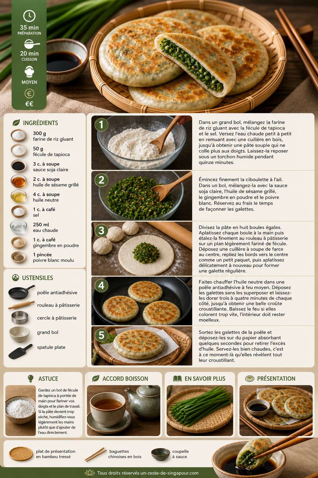 Fiche recette Galettes de riz farcies à la ciboulette à l'ail : recette Gu Cai Kuei Fiche recette Galettes de riz farcies à la ciboulette à l'ail : recette Gu Cai Kuei