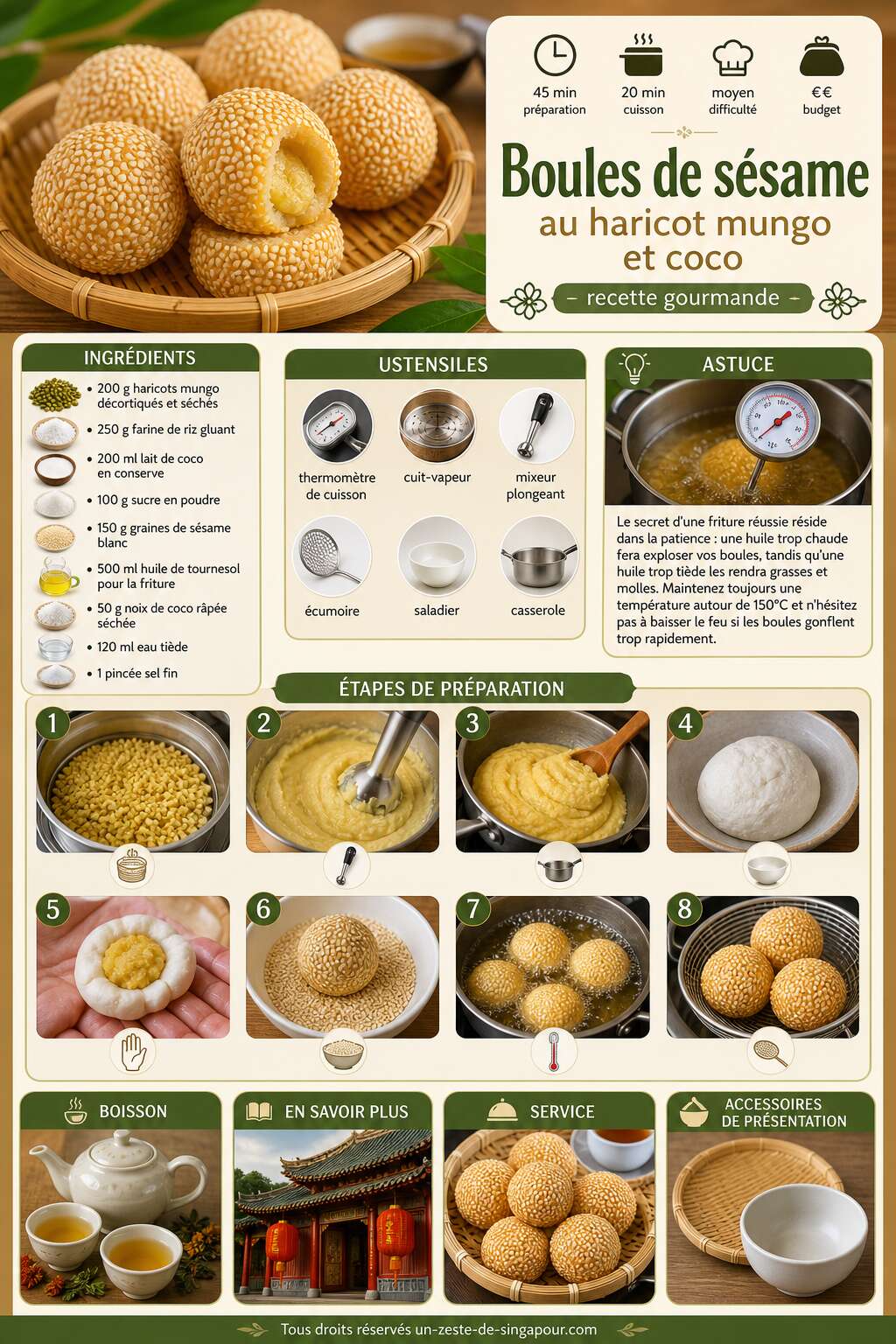 Fiche recette Boules de sésame au haricot mungo et coco : recette gourmande Fiche recette Boules de sésame au haricot mungo et coco : recette gourmande