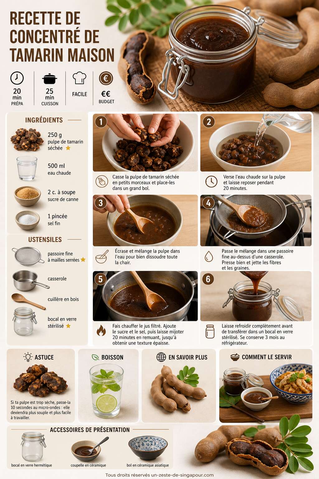 Fiche recette Recette de concentré de tamarin maison Fiche recette Recette de concentré de tamarin maison