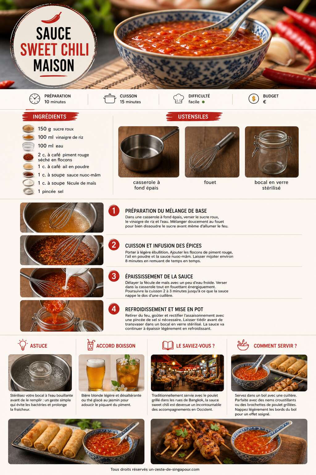 Fiche recette Recette de sauce sweet chili maison Fiche recette Recette de sauce sweet chili maison